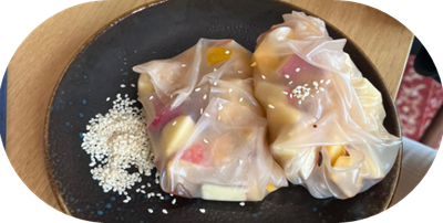 Fruitloempia met seizoensfruit